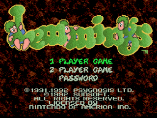 Lemmings title screen for Super Nintendo